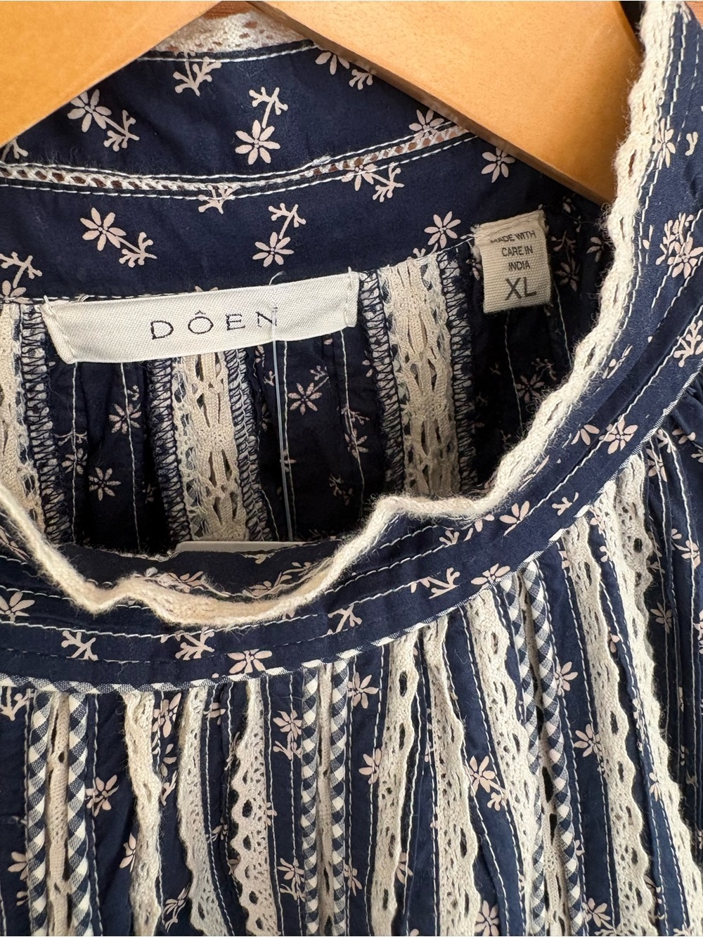 DOEN Navy Beatrice long sleeve floral dress - Picture 6 of 12